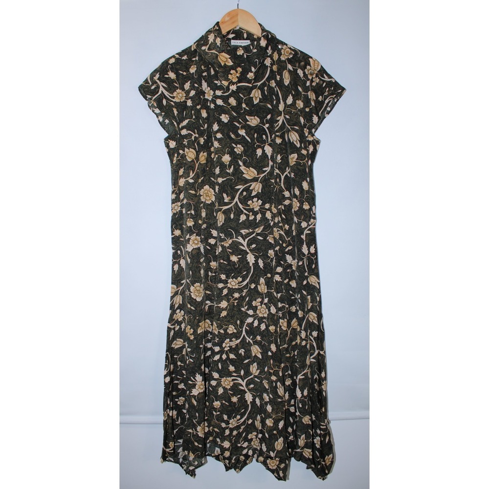 Ulla Johnson Women's Size 4 Dark Green Floral Silk Dress